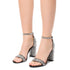 Sandali gioiello neri da donna con tacco a blocco 9 cm e strass Lora Ferres, Donna, SKU w042000930, Immagine 0